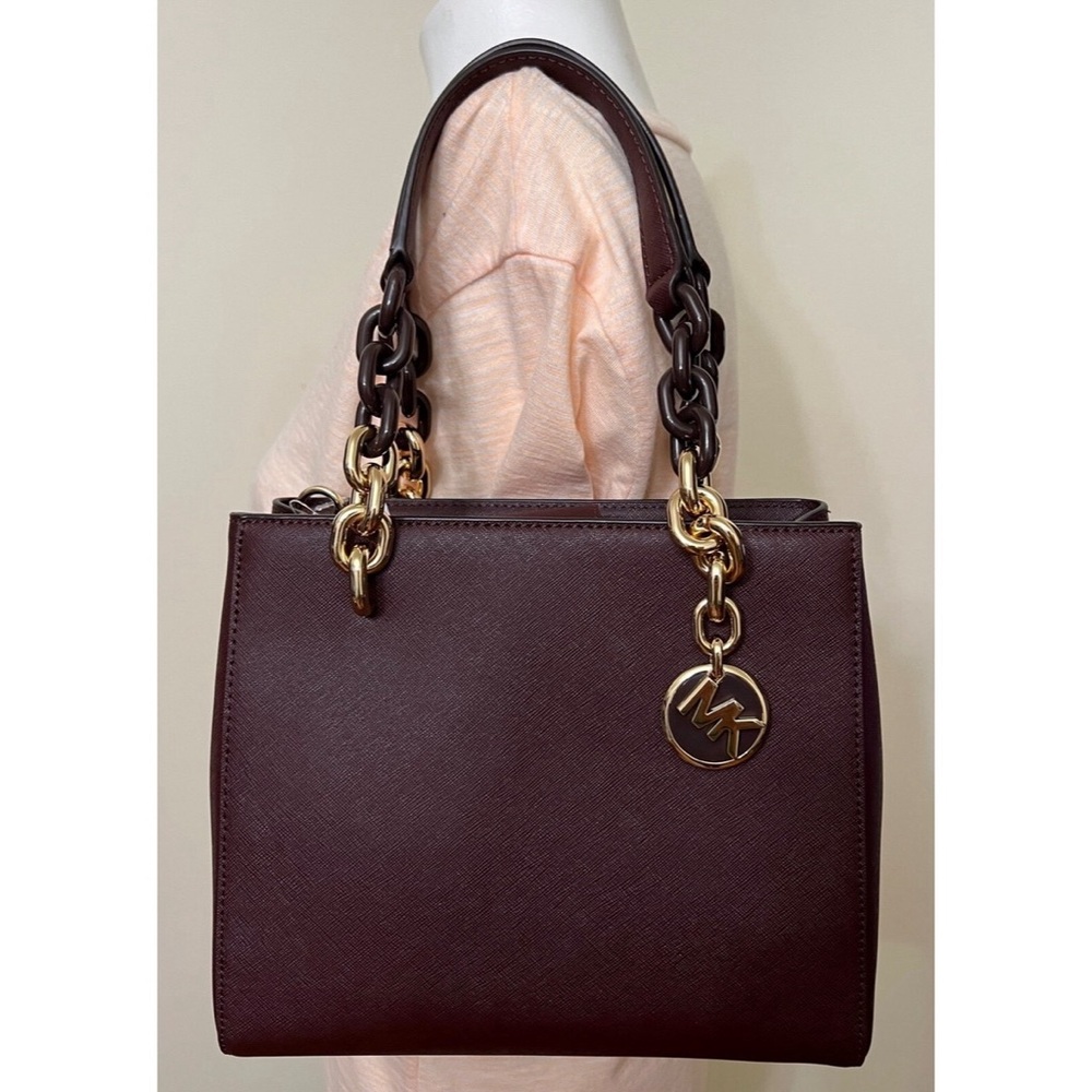 Michael Kors Cynthia Small Barolo Burgundy Saffiano Leather Crossbody
